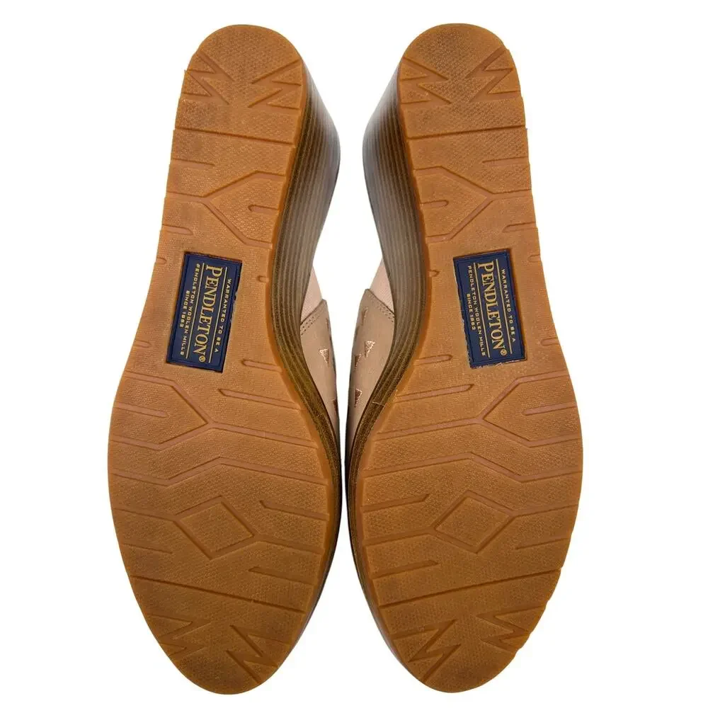 Pendleton Sandals Slip On Wedge Womens 8 Leather‎ Aztec Boho Southwestern